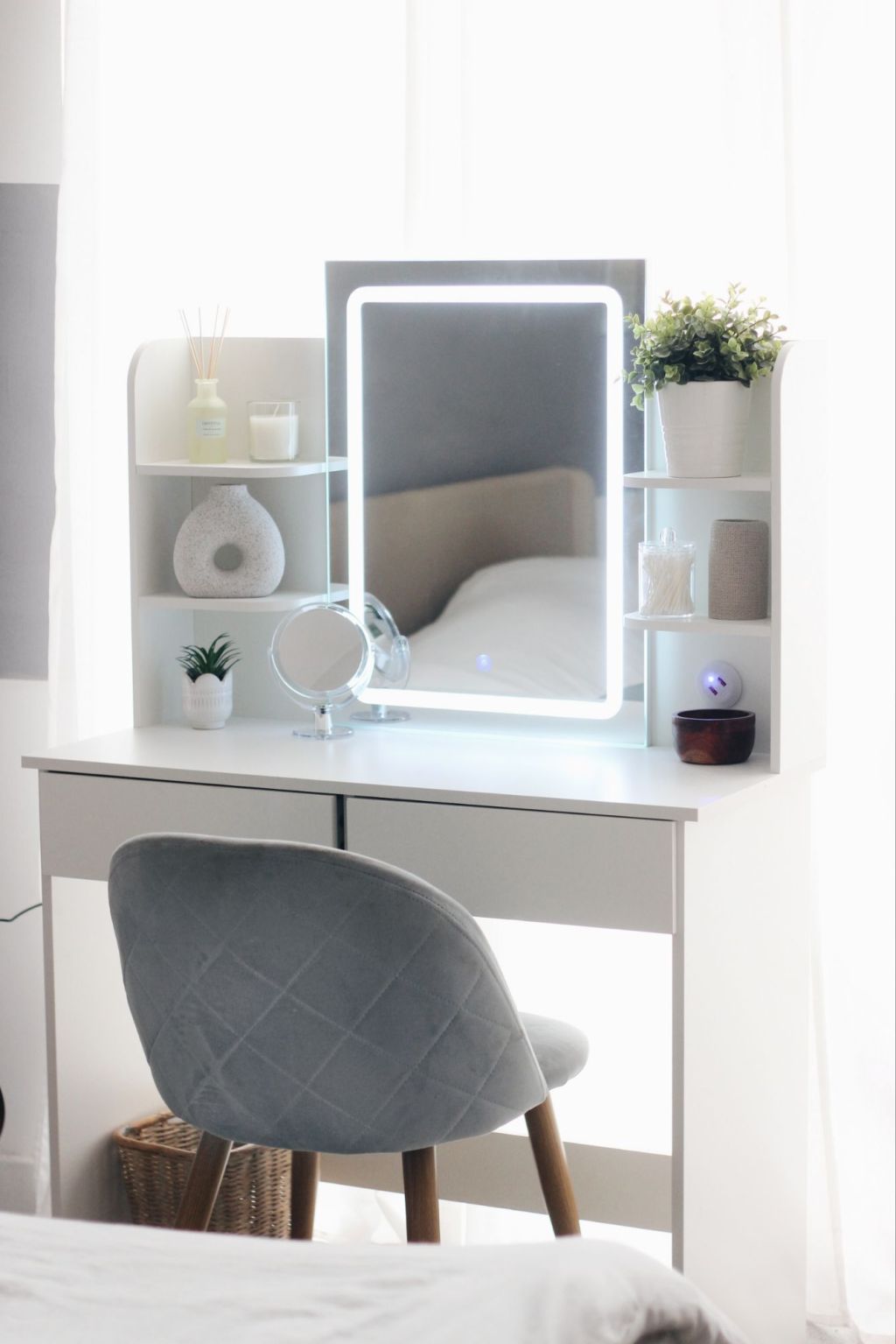 A chic and affordable vanity table with LED mirror: New addition to my coastal&nbsp;retreat